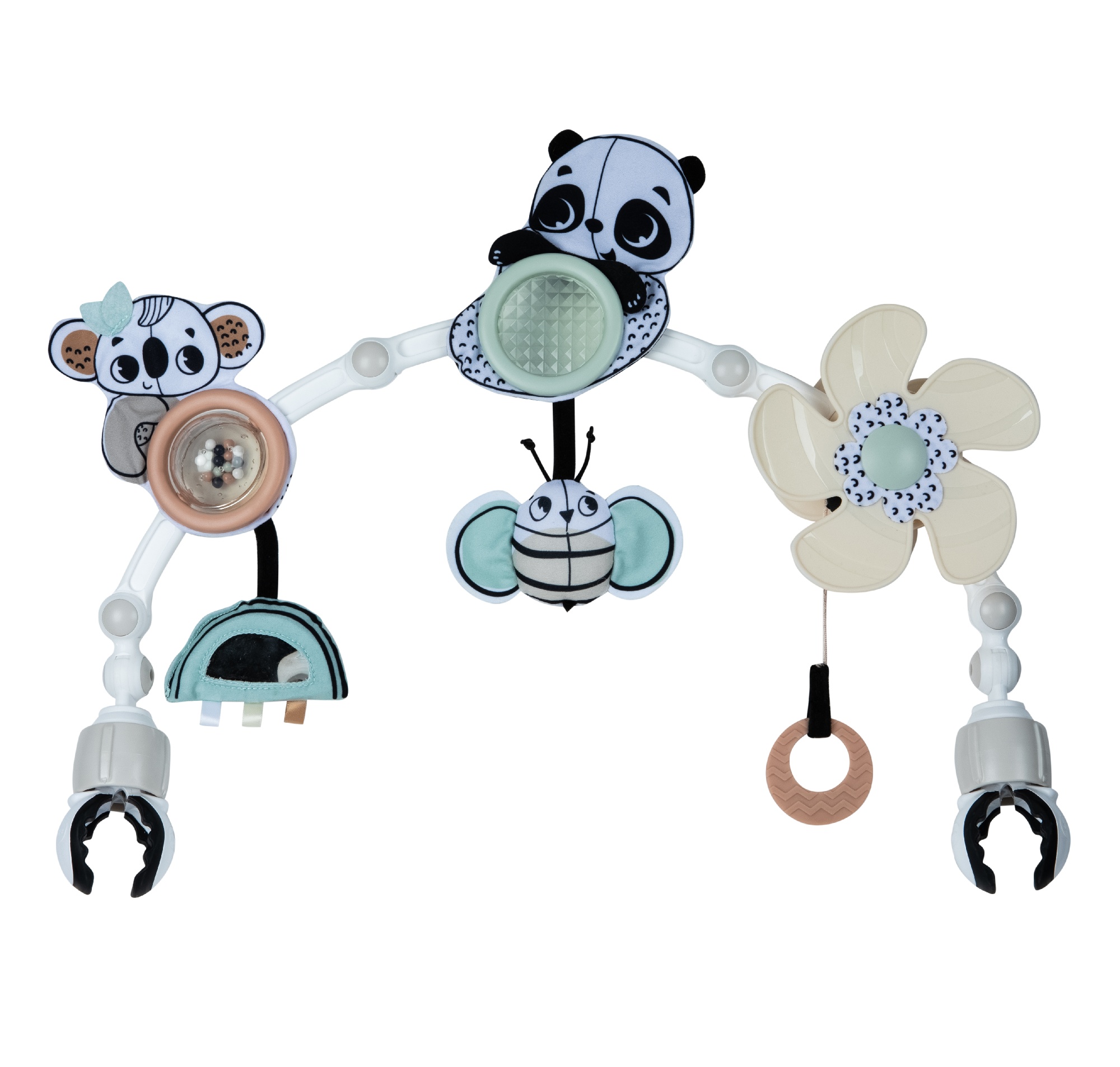 Jucarie pentru carucior Arcada Sunny Stroll, + 0 luni, Black & White Decor, Tiny Love