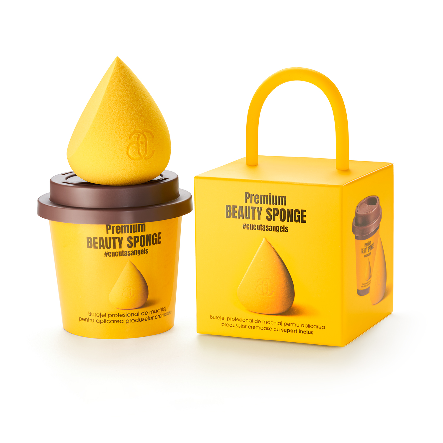 Buretel de machiaj profesional GlamSquad Pro Sponge, Yellow, Cucuta Beauty