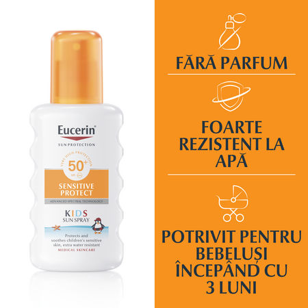 Spray de corp pentru copii SPF50+ Sun Protect Sensitive, 200 ml, Eucerin 706340