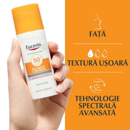 Crema de fata cu SPF50+ Pigment Control Sun Protection, 50 ml, Eucerin 706301