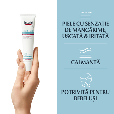 Crema pentru ingrijirea pielii in fazele acute AtopiControl, 40 ml, Eucerin 706344