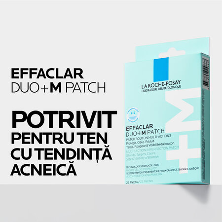 Plasturi anti-eruptii cutanate invizibili si ultra subtiri Effaclar Duo +M Patch, 22 buc, La Roche Posay 706564