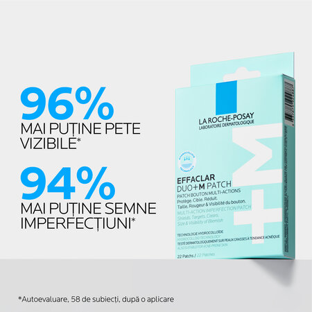 Plasturi anti-eruptii cutanate invizibili si ultra subtiri Effaclar Duo +M Patch, 22 buc, La Roche Posay 706561