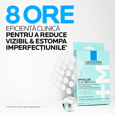 Plasturi anti-eruptii cutanate invizibili si ultra subtiri Effaclar Duo +M Patch, 22 buc, La Roche Posay 706558