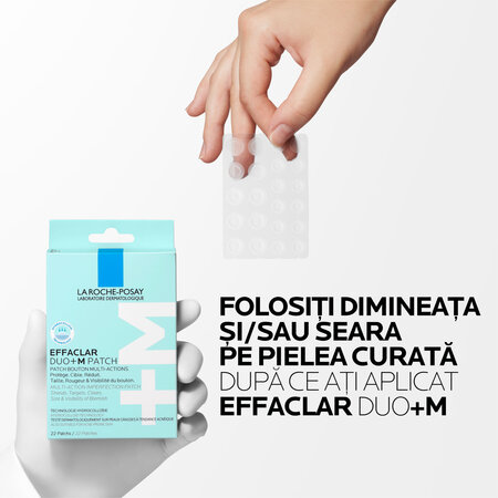 Plasturi anti-eruptii cutanate invizibili si ultra subtiri Effaclar Duo +M Patch, 22 buc, La Roche Posay 706559