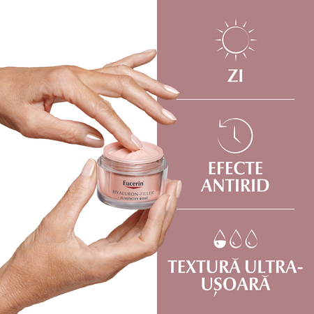 Crema de zi Rose SPF30 Hyaluron-Filler + Elasticity, 50 ml, Eucerin 706606