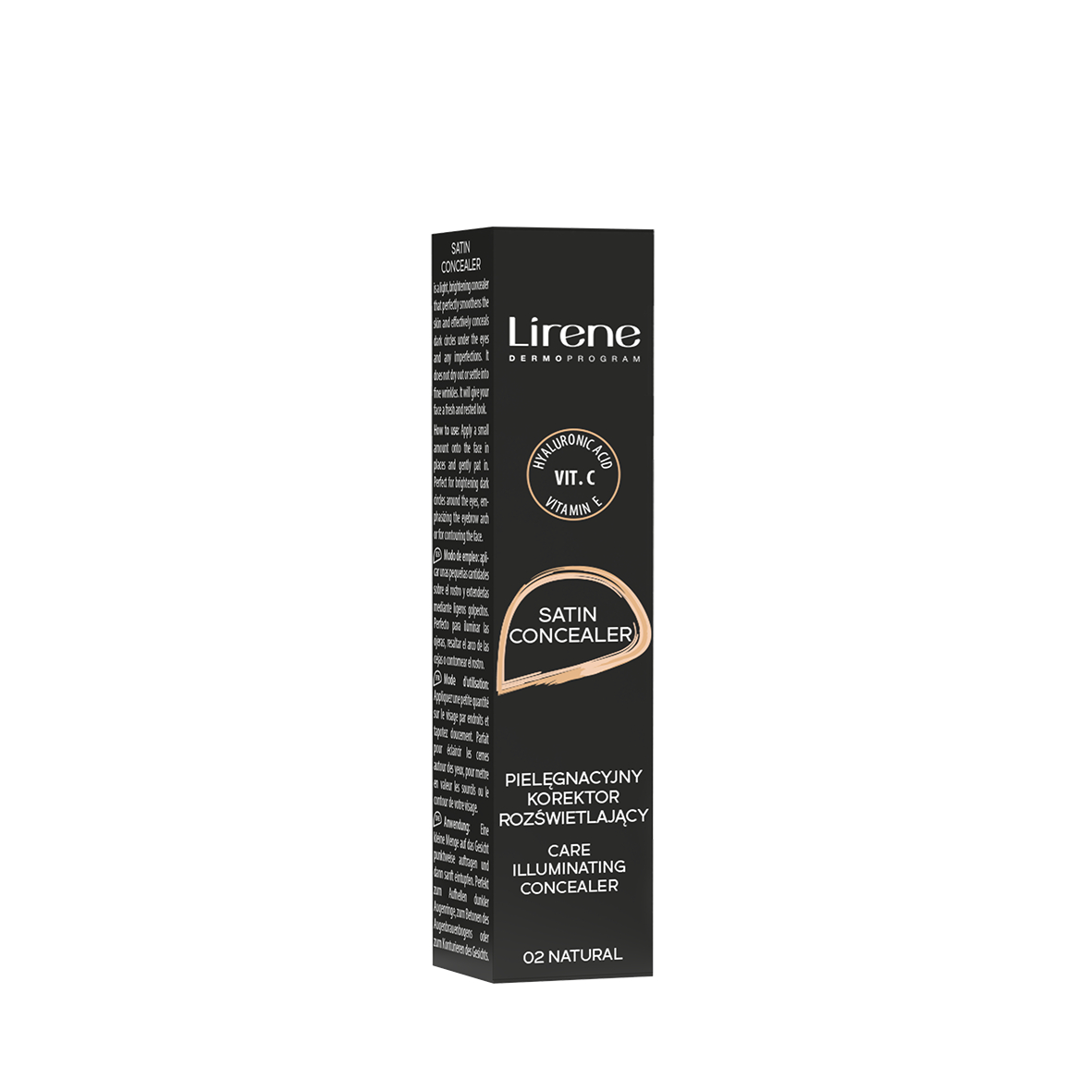 Fond de ten corector Satin Concealer, 02 Natural, 10 ml, Lirene