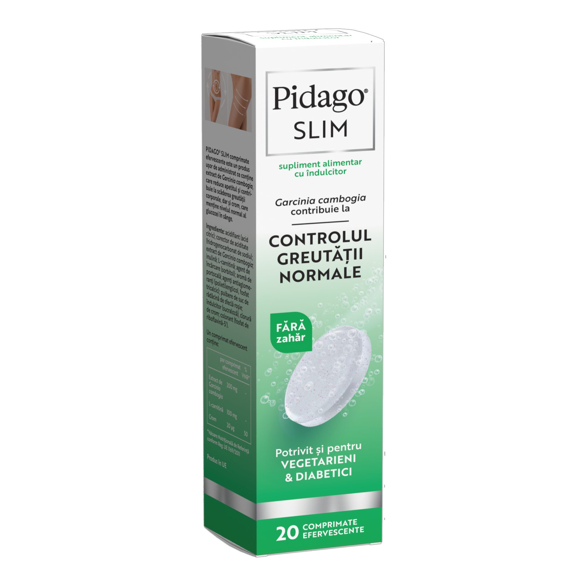 Pidago Slim, 20 comprimate efervescente, Fiterman Pharma