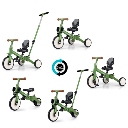 Tricicleta 5 in 1 Optimus Max, Green, +1 an, Milly Mally 706854