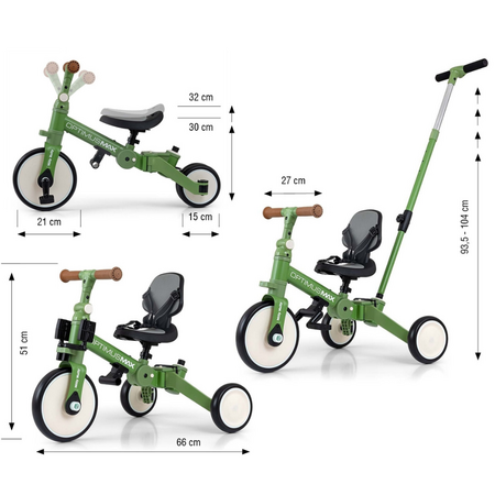 Tricicleta 5 in 1 Optimus Max, Green, +1 an, Milly Mally 706853