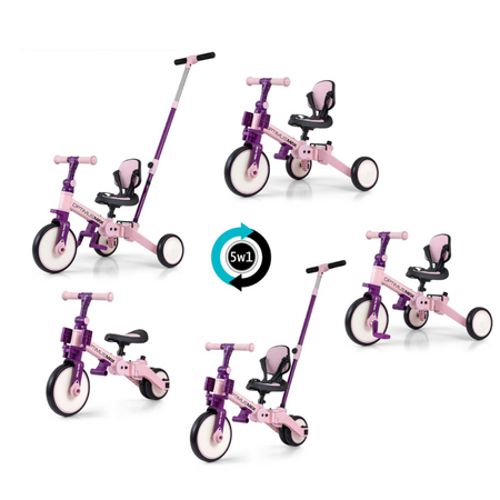 Tricicleta 5 in 1 Optimus Max, Pink, +1 an, Milly Mally 706865
