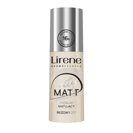 Fond de ten matifiant City Matt, Beige 207, 30 ml, Lirene