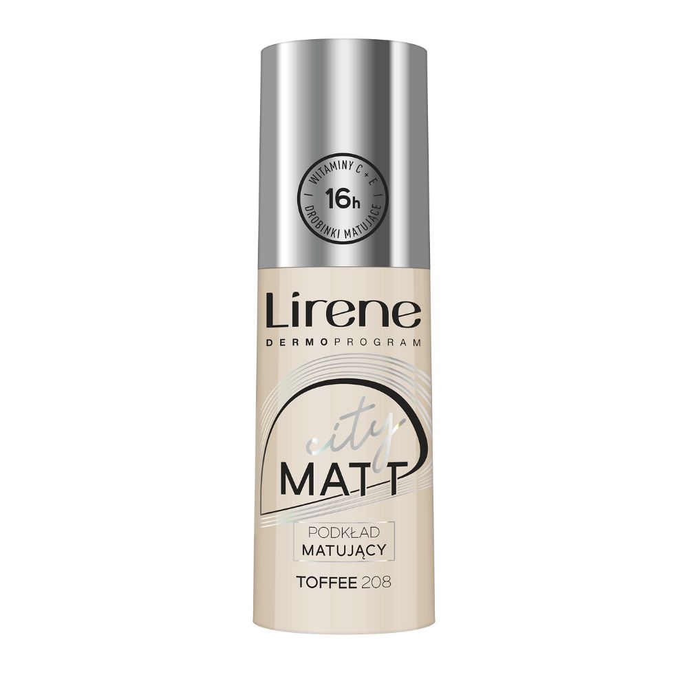 Fond de ten matifiant City Matt, Toffee 208, 30 ml, Lirene