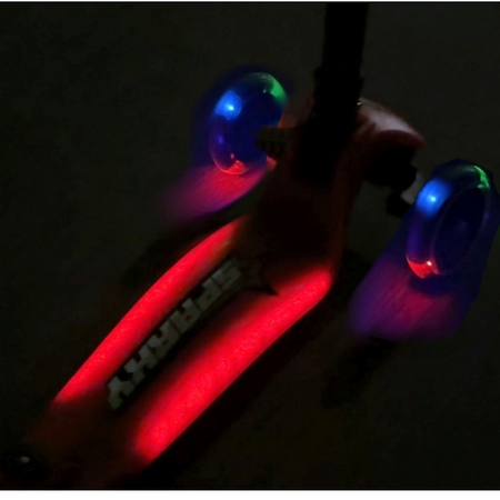 Trotineta LED pliabila cu platforma iluminata Sparky, Red, + 3 ani, Milly Mally 706946