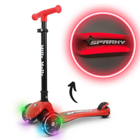 Trotineta LED pliabila cu platforma iluminata Sparky, Red, + 3 ani, Milly Mally