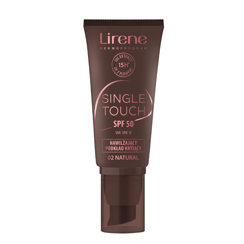 Fond de ten hidratant cu SPF 50 Single Touch, 02 Natural, 30 ml, Lirene