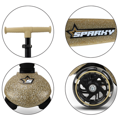 Trotineta LED pliabila cu platforma iluminata Sparky, Champagn, + 3 ani, Milly Mally 706958