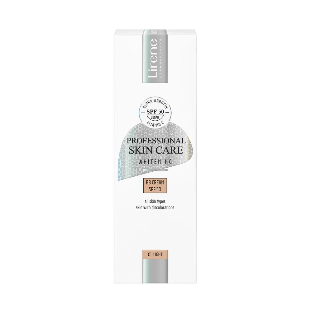 Crema BB, uniformizare nuanta ten SPF50 Professional Skin Care Whitening, 01 Light, 30 ml, Lirene