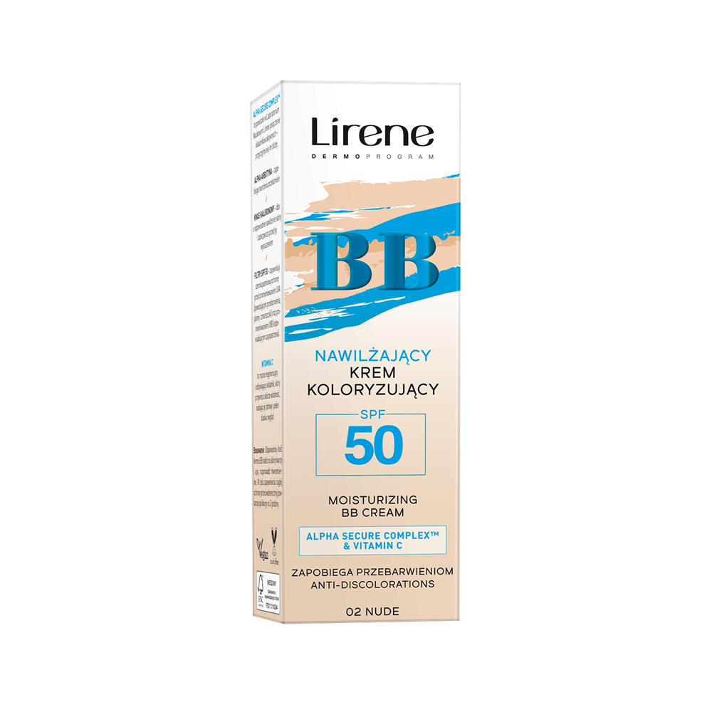 Crema BB hidratanta anti-depigmentare cu SPF50, 02 Nude, 30 ml, Lirene