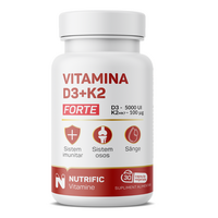Vitamina D3 5000 UI si K2 100 MCG Forte, 30 capsule vegetale, Nutrific