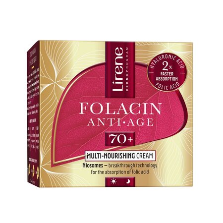 Crema anti-age cu efect intens nutritiv 70+ Folacin Anti Age, 50 ml, Lirene
