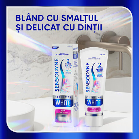 Pasta de dinti pentru albire Clinical White Stain Protector, 75 ml, Sensodyne 707335