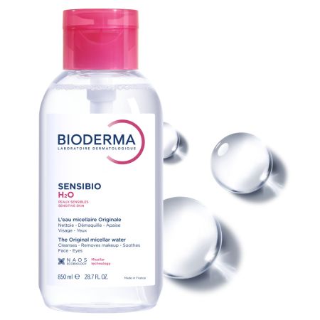 Apa micelara cu pompa Sensibio H2O, 850 ml, Bioderma