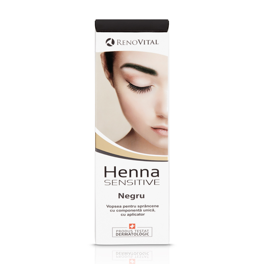 Vopsea crema pentru sprancene Henna, Negru, 6g, Renovital