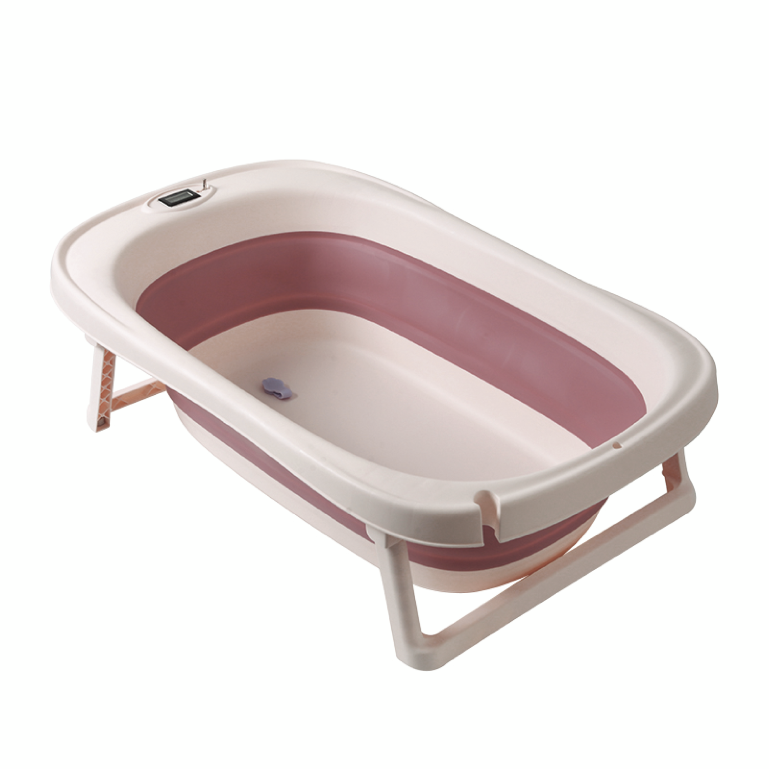 Cadita pliabila cu termometru LCD pentru bebelusi, Roz Inchis, Bebe Royal