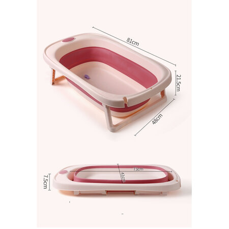 Cadita pliabila cu termometru LCD pentru bebelusi, Roz Inchis, Bebe Royal 707834