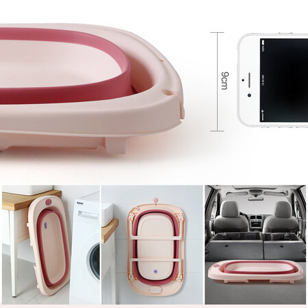 Cadita pliabila cu termometru LCD pentru bebelusi, Roz Inchis, Bebe Royal 707826