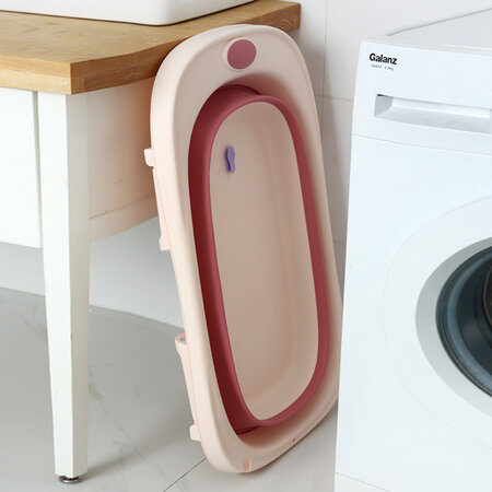 Cadita pliabila cu termometru LCD pentru bebelusi, Roz Inchis, Bebe Royal 707824