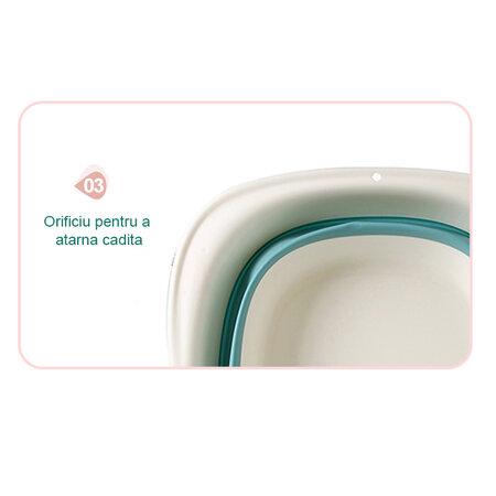 Cadita pliabila cu termometru LCD pentru bebelusi, Turcoaz, Bebe Royal 707855