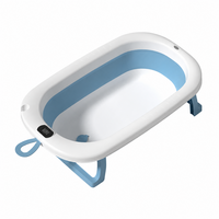 Cadita pliabila cu termometru LCD pentru bebelusi, Blue, 1 bucata, Bebe Royal