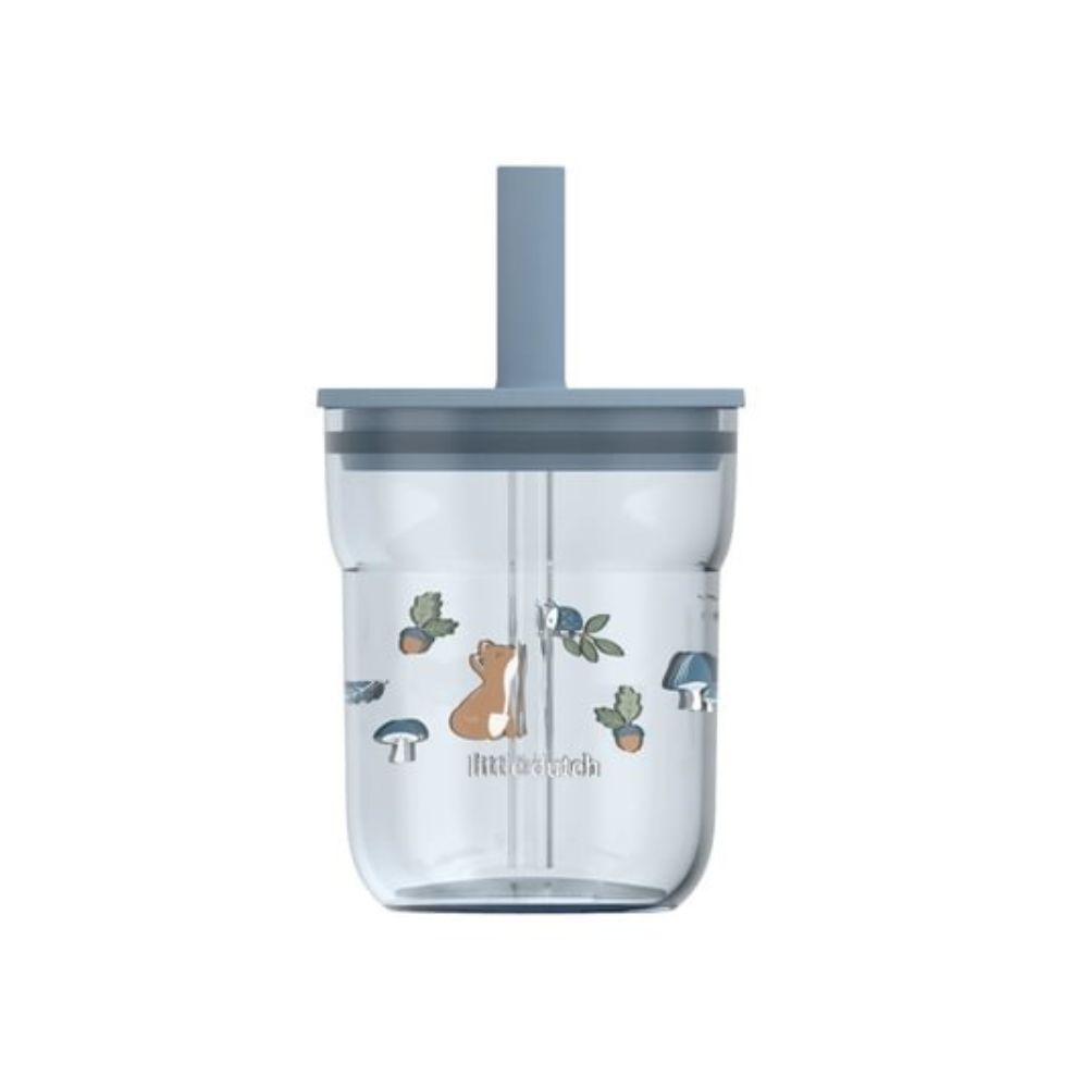 Pahar cu pai pentru copii, Forest Friends, 250 ml, Little Dutch
