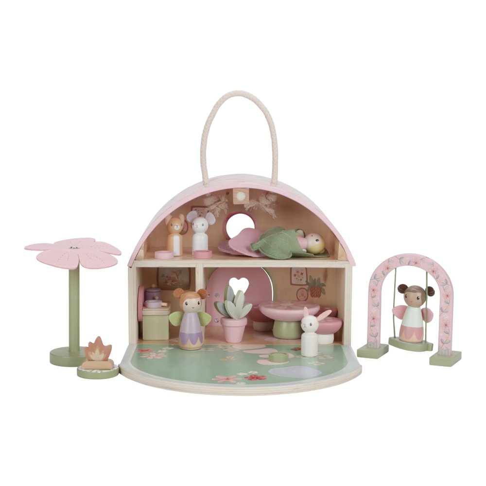 Casuta de papusi din lemn portabila, Fairy Garden, Little Dutch