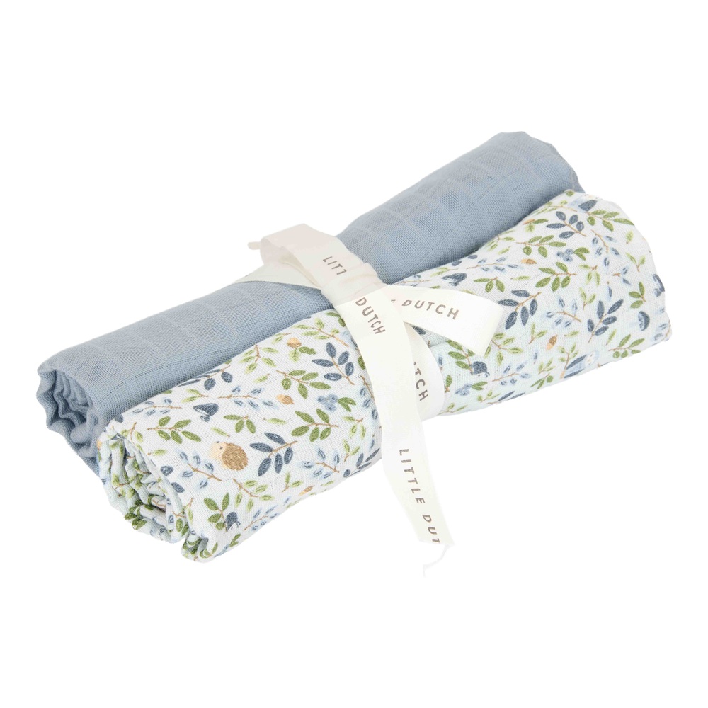 Muselina din bumbac, Forest Adventure & Denim Blue, 2 buc, Little Dutch