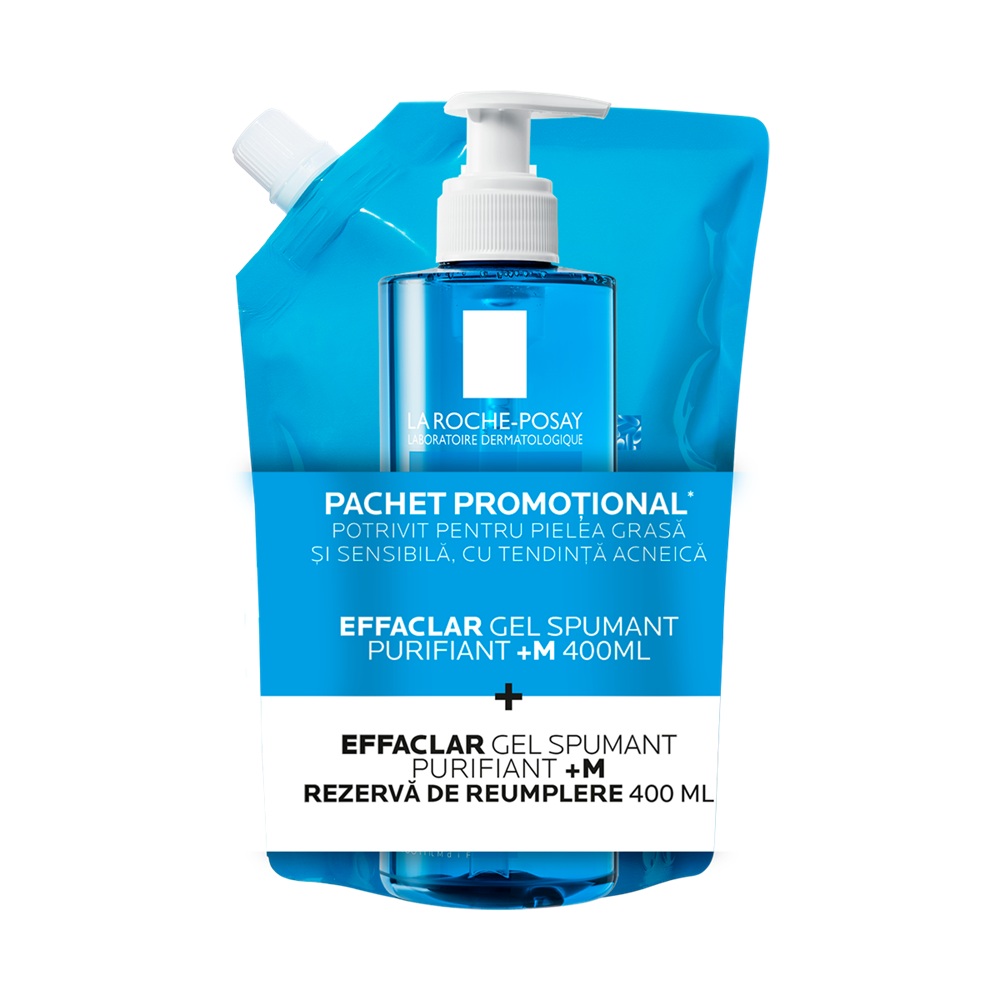 Gel Spumant Purifiant +M 400 ml + Rezerva De Reumplere 400 ml Effaclar, La Roche Posay