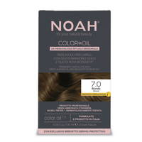 Vopsea de par permanenta fara amoniac pe baza de ulei Color in Oil, 7.0 Blond, 135 ml, Noah