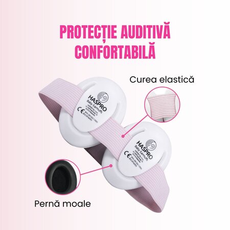 Casti de protectie fonica pentru bebelusi, Roz, 0-3 ani, Haspro 726645