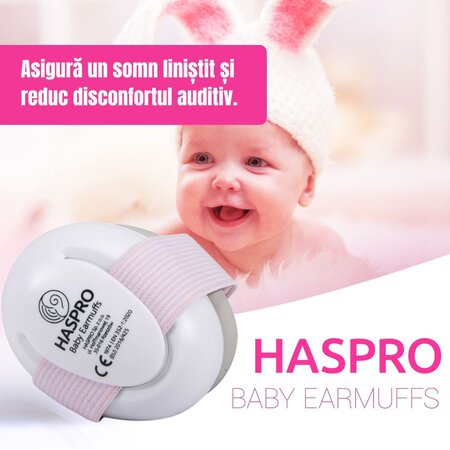 Casti de protectie fonica pentru bebelusi, Roz, 0-3 ani, Haspro 726649