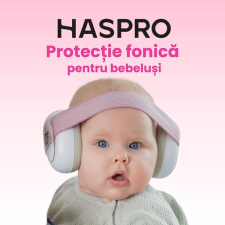 Casti de protectie fonica pentru bebelusi, Roz, 0-3 ani, Haspro 726646
