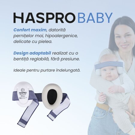 Casti de protectie fonica pentru bebelusi, Albastru, 0-3 ani, Haspro 726643