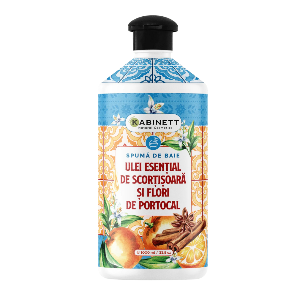 Spuma de baie, Scortisoara si Flori de Portocal, 1000 ml, Kabinett Natural Cosmetics