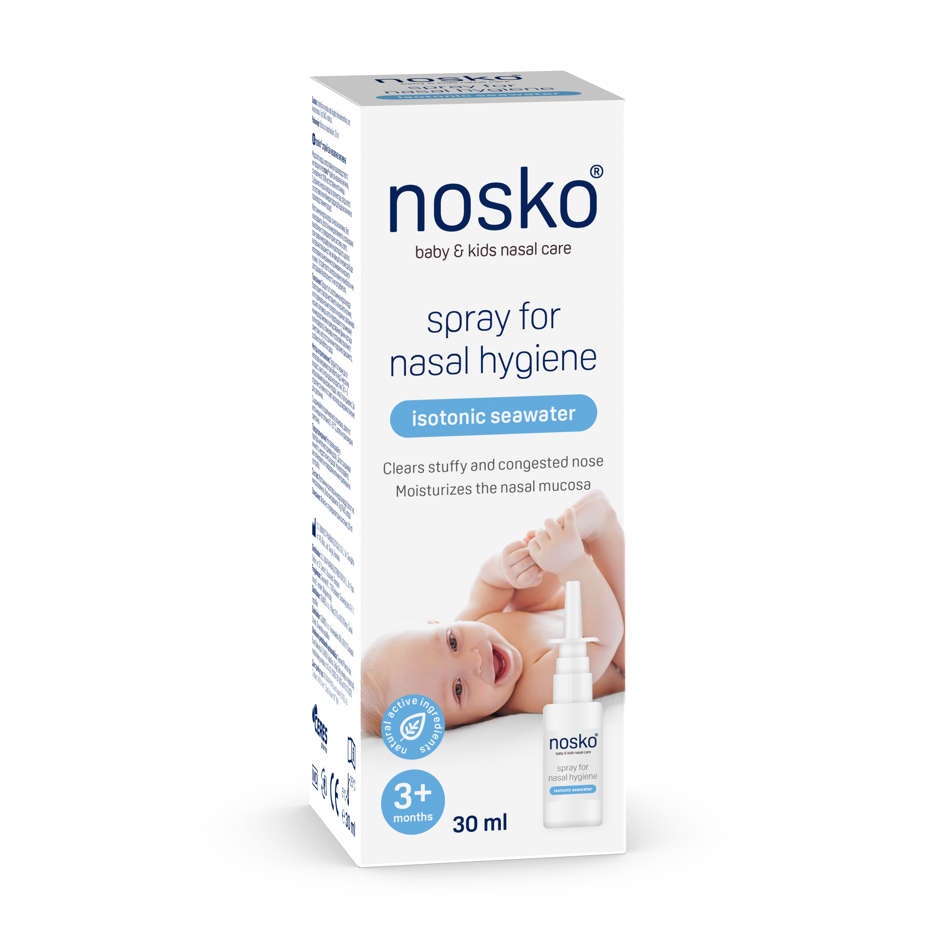 Spray nazal cu apa de mare izotona, + 3 luni, 30 ml, Nosko