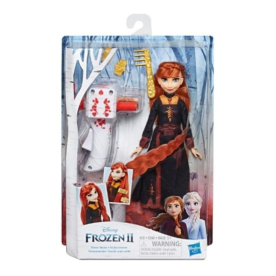 Papusa Frozen 2, Anna cu par lunk pentru impletit, Disney