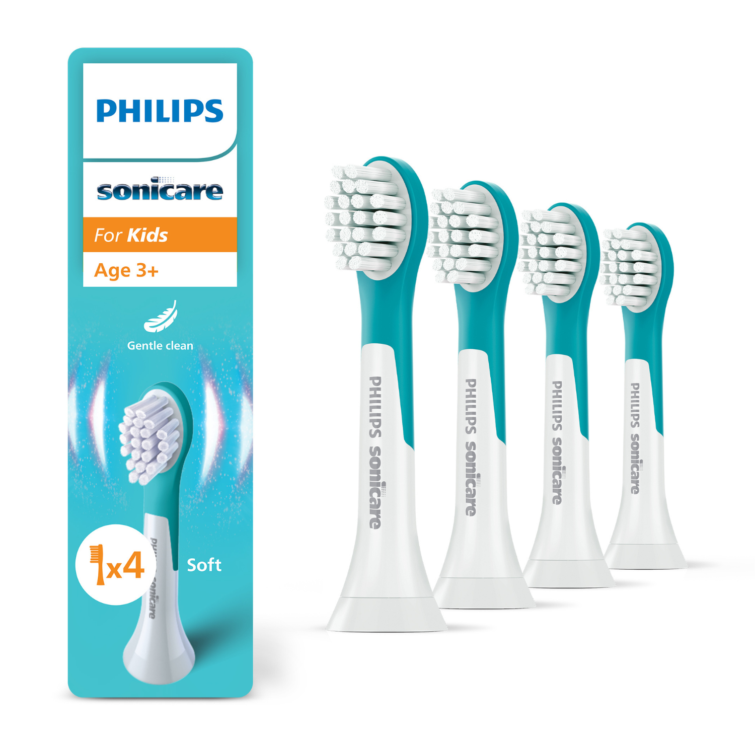 Rezerve pentru periuta de dinti Sonicare Kids, 3 ani+, HX6034/90, 4 bucati, Philips