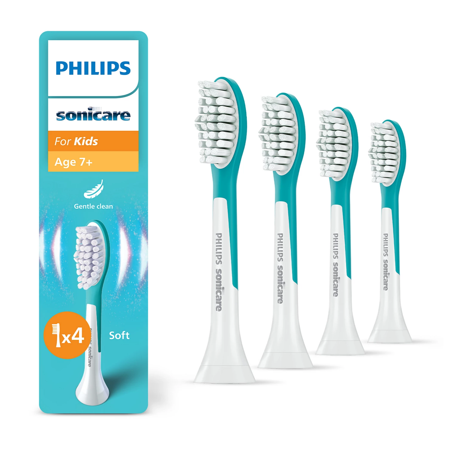 Rezerve pentru periuta de dinti Sonicare Kids, 7 ani+, HX6044/90, 4 bucati, Philips