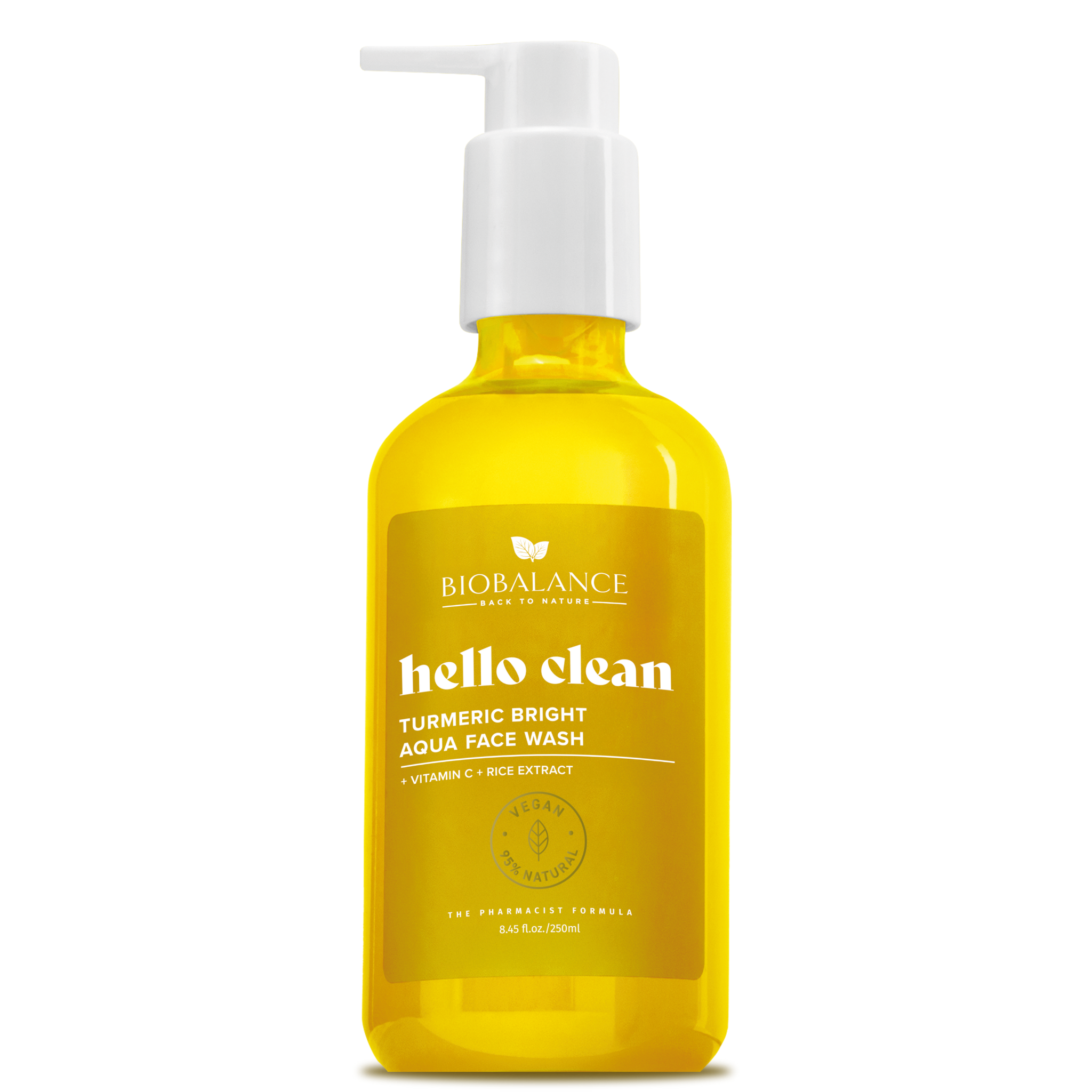 Gel de curatare lichid cu vitamina C si extract de orez Turmeric Bright Hello Clean, 250 ml, Bio Balance
