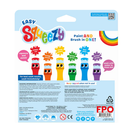 Set de pensule preumplute cu acuarele Easy Squeezy, 3 ani+, 6 bucati, Ooly 708992